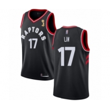 Men's Toronto Raptors #17 Jeremy Lin Swingman Black 2019 Basketball Finals Champions Jersey Statement Edition