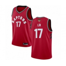 Men's Toronto Raptors #17 Jeremy Lin Swingman Red 2019 Basketball Finals Bound Jersey - Icon Edition