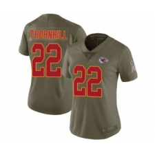 Women's Kansas City Chiefs #22 Juan Thornhill Limited Olive 2017 Salute to Service Football Jersey