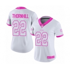 Women's Kansas City Chiefs #22 Juan Thornhill Limited White Pink Rush Fashion Football