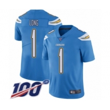 Men's Los Angeles Chargers #1 Ty Long Electric Blue Alternate Vapor Untouchable Limited Player 100th Season Football Jersey
