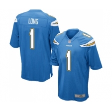 Men's Los Angeles Chargers #1 Ty Long Game Electric Blue Alternate Football Jersey