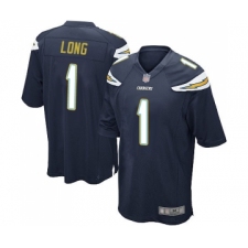 Men's Los Angeles Chargers #1 Ty Long Game Navy Blue Team Color Football Jersey