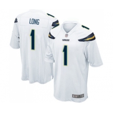 Men's Los Angeles Chargers #1 Ty Long Game White Football Jersey