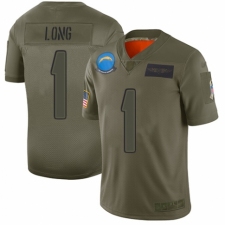Men's Los Angeles Chargers #1 Ty Long Limited Camo 2019 Salute to Service Football Jersey