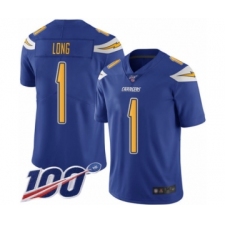Men's Los Angeles Chargers #1 Ty Long Limited Electric Blue Rush Vapor Untouchable 100th Season Football Jersey