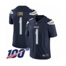 Men's Los Angeles Chargers #1 Ty Long Navy Blue Team Color Vapor Untouchable Limited Player 100th Season Football Jersey