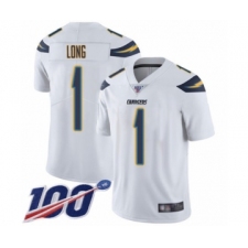 Men's Los Angeles Chargers #1 Ty Long White Vapor Untouchable Limited Player 100th Season Football Jersey