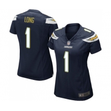Women's Los Angeles Chargers #1 Ty Long Game Navy Blue Team Color Football Jersey