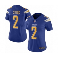 Women's Los Angeles Chargers #2 Easton Stick Limited Electric Blue Rush Vapor Untouchable Football Jersey