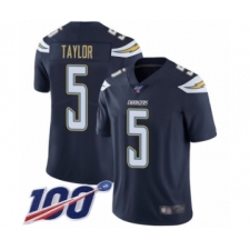 Men's Los Angeles Chargers #5 Tyrod Taylor Navy Blue Team Color Vapor Untouchable Limited Player 100th Season Football Jersey