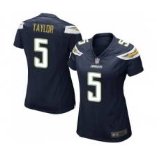 Women's Los Angeles Chargers #5 Tyrod Taylor Game Navy Blue Team Color Football Jersey