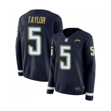 Women's Los Angeles Chargers #5 Tyrod Taylor Limited Navy Blue Therma Long Sleeve Football Jersey