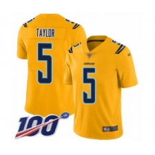 Youth Los Angeles Chargers #5 Tyrod Taylor Limited Gold Inverted Legend 100th Season Football Jersey