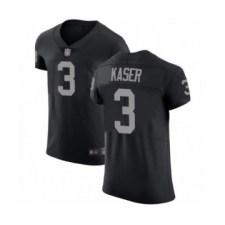 Men's Oakland Raiders #3 Drew Kaser Black Team Color Vapor Untouchable Elite Player Football Jersey
