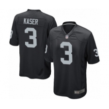 Men's Oakland Raiders #3 Drew Kaser Game Black Team Color Football Jersey