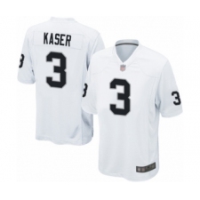 Men's Oakland Raiders #3 Drew Kaser Game White Football Jersey