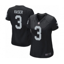 Women's Oakland Raiders #3 Drew Kaser Game Black Team Color Football Jersey