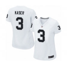Women's Oakland Raiders #3 Drew Kaser Game White Football Jersey