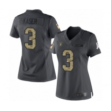 Women's Oakland Raiders #3 Drew Kaser Limited Black 2016 Salute to Service Football Jersey