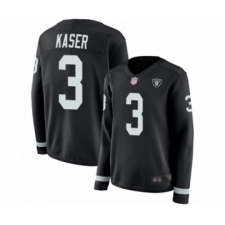 Women's Oakland Raiders #3 Drew Kaser Limited Black Therma Long Sleeve Football Jersey