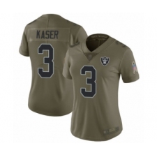 Women's Oakland Raiders #3 Drew Kaser Limited Olive 2017 Salute to Service Football Jersey
