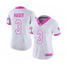 Women's Oakland Raiders #3 Drew Kaser Limited White Pink Rush Fashion Football Jersey