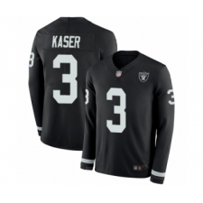 Youth Oakland Raiders #3 Drew Kaser Limited Black Therma Long Sleeve Football Jersey