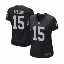 Women's Oakland Raiders #15 J. Nelson Game Black Team Color Football Jersey