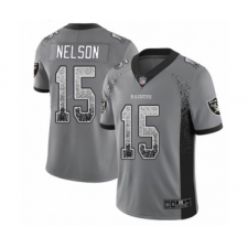 Youth Oakland Raiders #15 J. Nelson Limited Gray Rush Drift Fashion Football Jersey