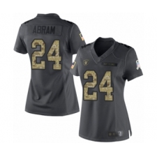 Women's Oakland Raiders #24 Johnathan Abram Limited Black 2016 Salute to Service Football Jersey