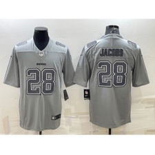 Men's Las Vegas Raiders #28 Josh Jacobs Grey Atmosphere Fashion Stitched Jersey