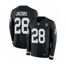 Men's Oakland Raiders #28 Josh Jacobs Limited Black Therma Long Sleeve Football Jersey