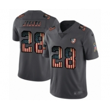 Men's Oakland Raiders #28 Josh Jacobs Limited Black USA Flag 2019 Salute To Service Football Jersey