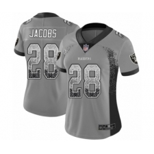 Women's Oakland Raiders #28 Josh Jacobs Limited Gray Rush Drift Fashion Football Jersey