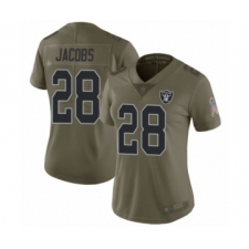 Women's Oakland Raiders #28 Josh Jacobs Limited Olive 2017 Salute to Service Football Jersey