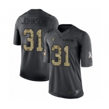 Men's Oakland Raiders #31 Isaiah Johnson Limited Black 2016 Salute to Service Football Jersey
