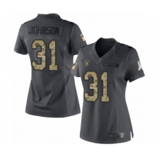 Women's Oakland Raiders #31 Isaiah Johnson Limited Black 2016 Salute to Service Football Jersey