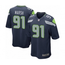 Men's Seattle Seahawks #91 Cassius Marsh Game Navy Blue Team Color Football Jersey