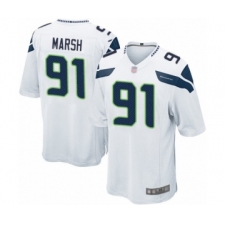 Men's Seattle Seahawks #91 Cassius Marsh Game White Football Jersey