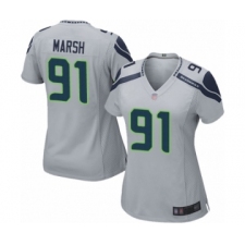 Women's Seattle Seahawks #91 Cassius Marsh Game Grey Alternate Football Jersey