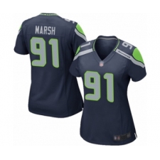 Women's Seattle Seahawks #91 Cassius Marsh Game Navy Blue Team Color Football Jersey