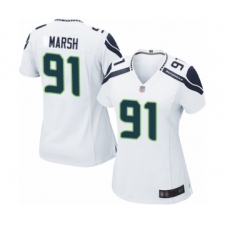 Women's Seattle Seahawks #91 Cassius Marsh Game White Football Jersey