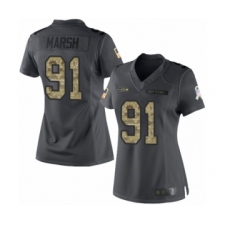 Women's Seattle Seahawks #91 Cassius Marsh Limited Black 2016 Salute to Service Football Jersey