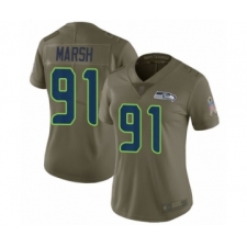 Women's Seattle Seahawks #91 Cassius Marsh Limited Olive 2017 Salute to Service Football Jersey