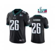 Men's Philadelphia Eagles #26 Miles Sanders Black Super Bowl LVII Patch Vapor Untouchable Limited Stitched Jersey