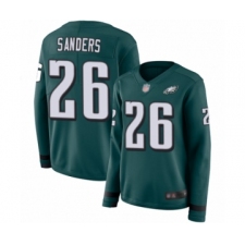 Women's Philadelphia Eagles #26 Miles Sanders Limited Green Therma Long Sleeve Football Jersey