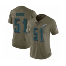 Women's Philadelphia Eagles #51 Zach Brown Limited Olive 2017 Salute to Service Football Jersey