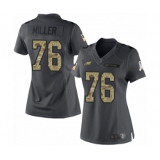 Women's Philadelphia Eagles #76 Shareef Miller Limited Black 2016 Salute to Service Football Jersey
