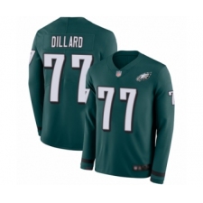 Youth Philadelphia Eagles #77 Andre Dillard Limited Green Therma Long Sleeve Football Jersey